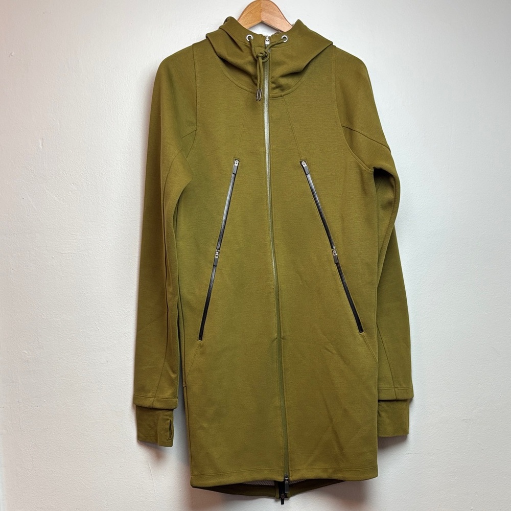 Nike Jordan Men’s Rare Small AJ Fleece Parka Hooded Jacket Long Olive Green